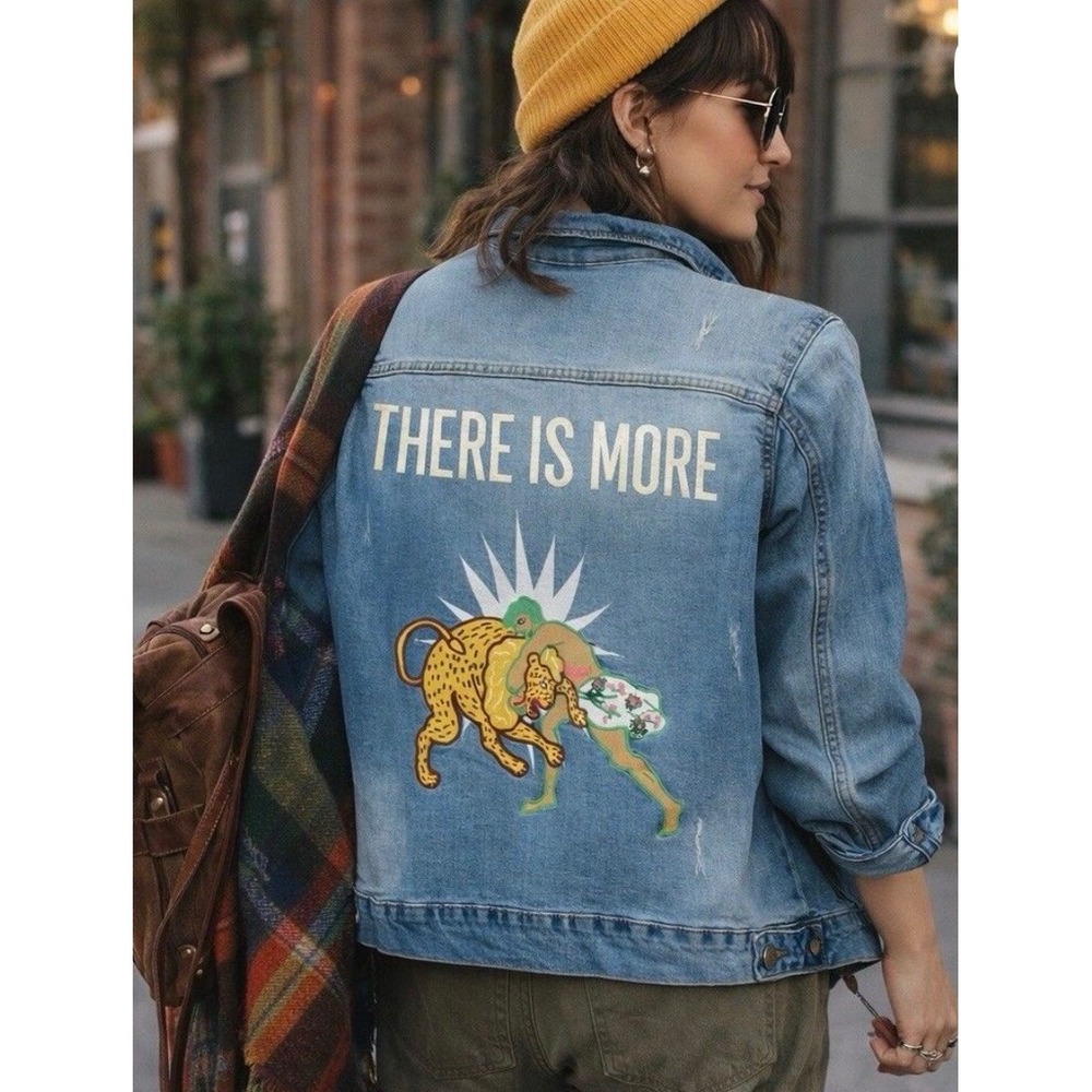 Hillsong There Is More Graphic Denim Jacket Light Wash Child of God Women L